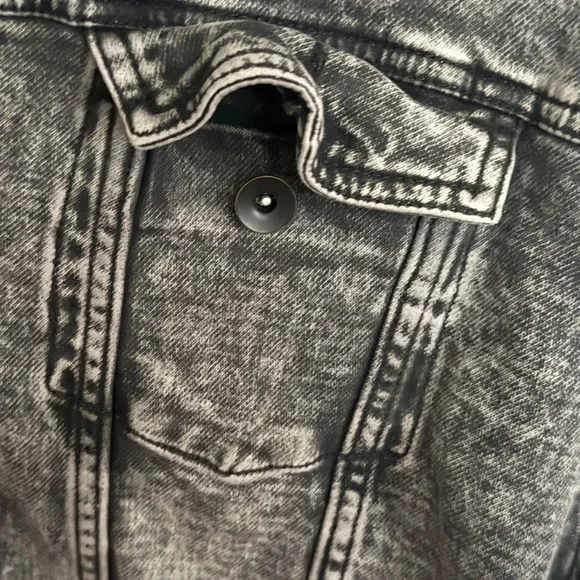 2X Blue Crown Acid Wash Denim Jacket 2XL Hooded Grey Skater Tillys - Picture 6 of 10